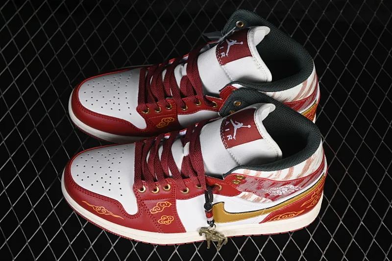 All Categories Air Jordan Jordan Series Basketball Shoes Air Jordan 1 Mid Air Jordan 1 Mid AJ1 Joe 1 Year of the Horse Limited Chinese Cultural Leisure Sneakers DQ8426-105